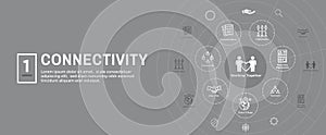 Connectivity Web Header Banner with Togetherness, Connectnedness & Collaboration Icon Set