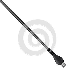 Connector with micro USB cable, black, isolated on white background