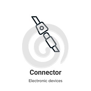 Connector outline vector icon. Thin line black connector icon, flat vector simple element illustration from editable electronic