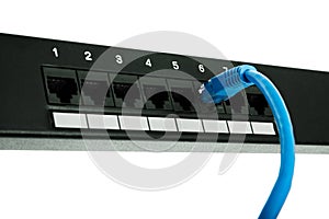 Connector is plugged into patch panel