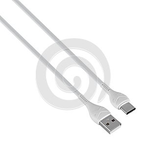 Connector with USB cable, Type C, black, isolated on white background