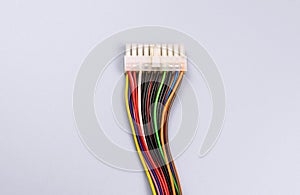 Connector with wires of different colors to power various components of the computer