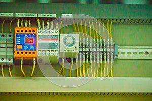 Connectors in the electrical main distribution board unit ,circuit of control panel with selector switch ,automatic switch and