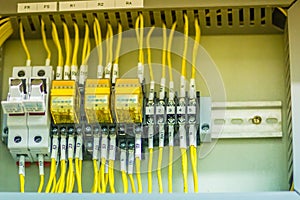 Connectors in the electrical main distribution board unit ,circuit of control panel with selector switch ,automatic switch and