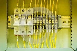 Connectors in the electrical main distribution board unit ,circuit of control panel with selector switch ,automatic switch and