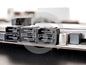 Connectors, slots for connecting data storage drives to the motherboard of a desktop computer, sata connector