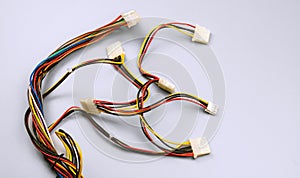 Connectors with wires of different colors to power various computer components