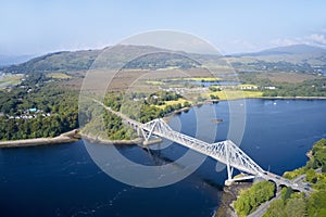 Connel Bridge steel cantilever structure ocean sea road crossing over Loch Etive in Argyll and Bute Scotland