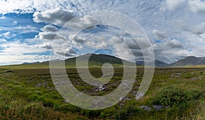 Connemara National Park landscape with the Twelve Bens mountains in western Ireland