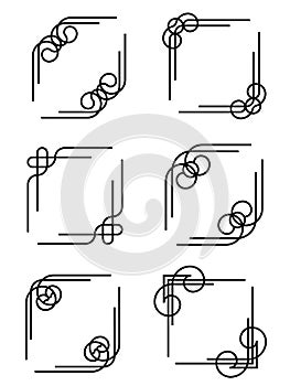 Conner line border curve frame abstract vintage style vector set design photo