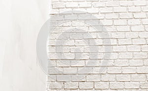 Conner room white brick wall,leave space for add text content photo