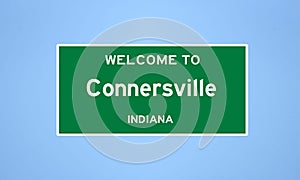 Connersville, Indiana city limit sign. Town sign from the USA