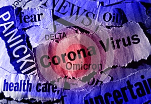 Conona Virus Omicron and Delta news headlines photo