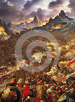 Conquest of Northern China ca 200. Fictional Battle Depiction. Generative AI.