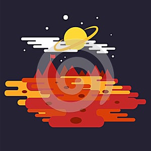 Conquest of space of the Mars. Space elements. Vector illustration