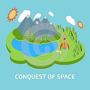 Conquest of space. Space isometric elements.