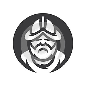 Conquistador medieval conqueror warrior vector silhouette sign.