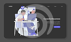 Conscientiousness aspect of the Big Five Personality. Flat vector illustration. photo
