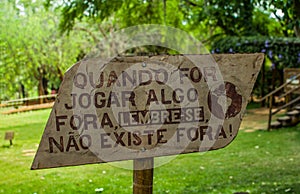 conscientization sign written in portuguese about the world
