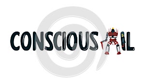 Conscious AI - Artificial Intelligence with Awareness, vector design Generative AI