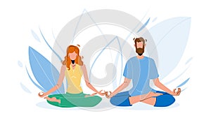 Consciousness Mind Meditating Man And Woman Vector