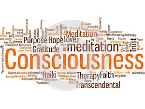 Consciousness word cloud banner