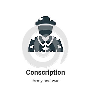 Conscription vector icon on white background. Flat vector conscription icon symbol sign from modern army and war collection for