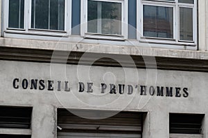 Conseil de prud hommes french text on building office facade wall means in france consulting tribunals photo