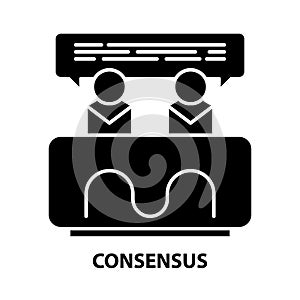 consensus icon, black vector sign with editable strokes, concept illustration