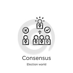 consensus icon vector from election world collection. Thin line consensus outline icon vector illustration. Outline, thin line