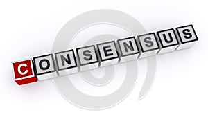 Consensus word block on white