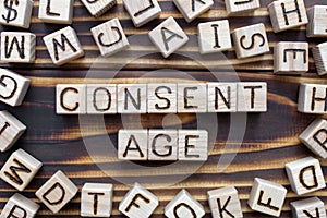 Consent age wooden cubes with letters