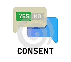 consent concept of agreement yes or no approval or rejection to an offer or idea