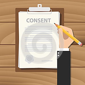 Consent information sign document paper clipboard