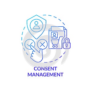 Consent management blue gradient concept icon