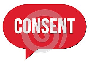 CONSENT text written in a red speech bubble