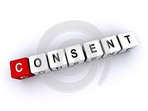 consent word block on white