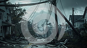 The consequences of a devastating hurricane. A natural disaster in the city. A post-apocalyptic scene with lots of debris and