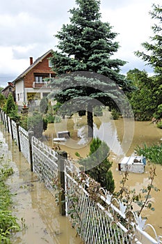 The consequences of flooding, flooded house.