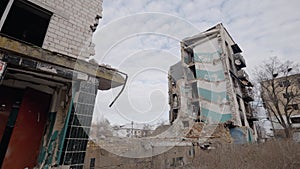 Consequences of the war in Ukraine : ruined multi-storey house