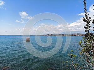 A consequent sunny day on the beach in the mediterranean sea Antalya