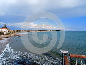 A consequent sunny day on the beach in the mediterranean sea Antalya