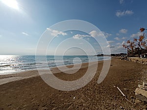 A consequent sunny day on the beach in the mediterranean sea Antalya