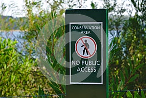 Conservation Area No Public Access Sign