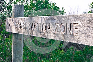 Conservation Zone Wooden Sign