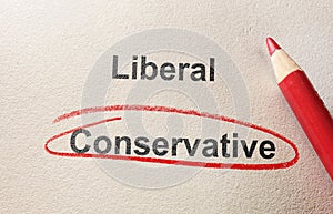 Conservative circled in red