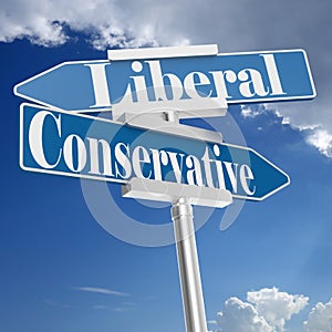 Conservative and liberal signs photo
