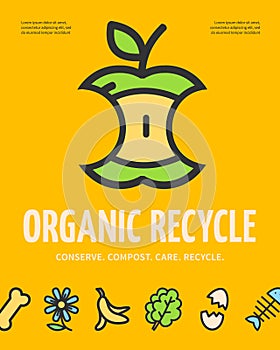 Conserve Compost Organic Recycle Concept Placard Poster Banner Card. Vector