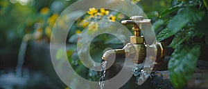 Conserve Water: Repair Dripping Faucets. Concept Water Conservation, Dripping Faucets, Home