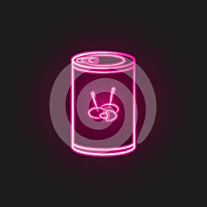 Conserves, can, olive neon style icon. Simple thin line, outline vector of oliver icons for ui and ux, website or mobile